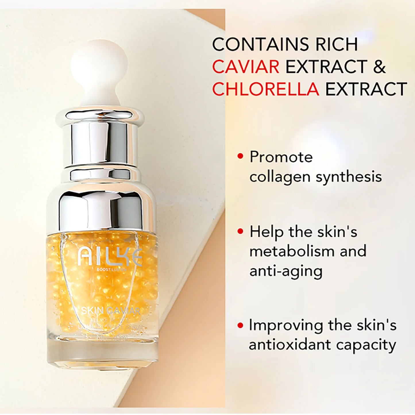 AILKE Caviar Essence: Whitening, Wrinkle Reduction & Hyaluronate Serum