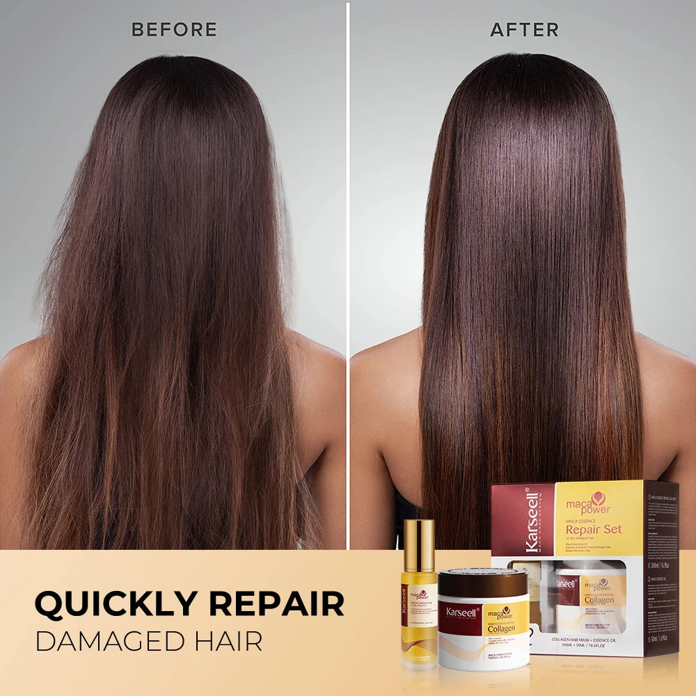 Karseell Collagen Hair Mask 500ml + Argan Oil Hair Serum 50ml – Deep Repair for Dry & Damaged Hair