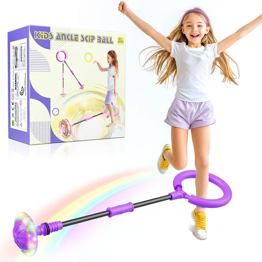 Purple Ankle Skip Ball for Kids,Portable Colorful Flash Wheel Swing Ball,Sports Fitness Birthday Gifts Toys for Girls