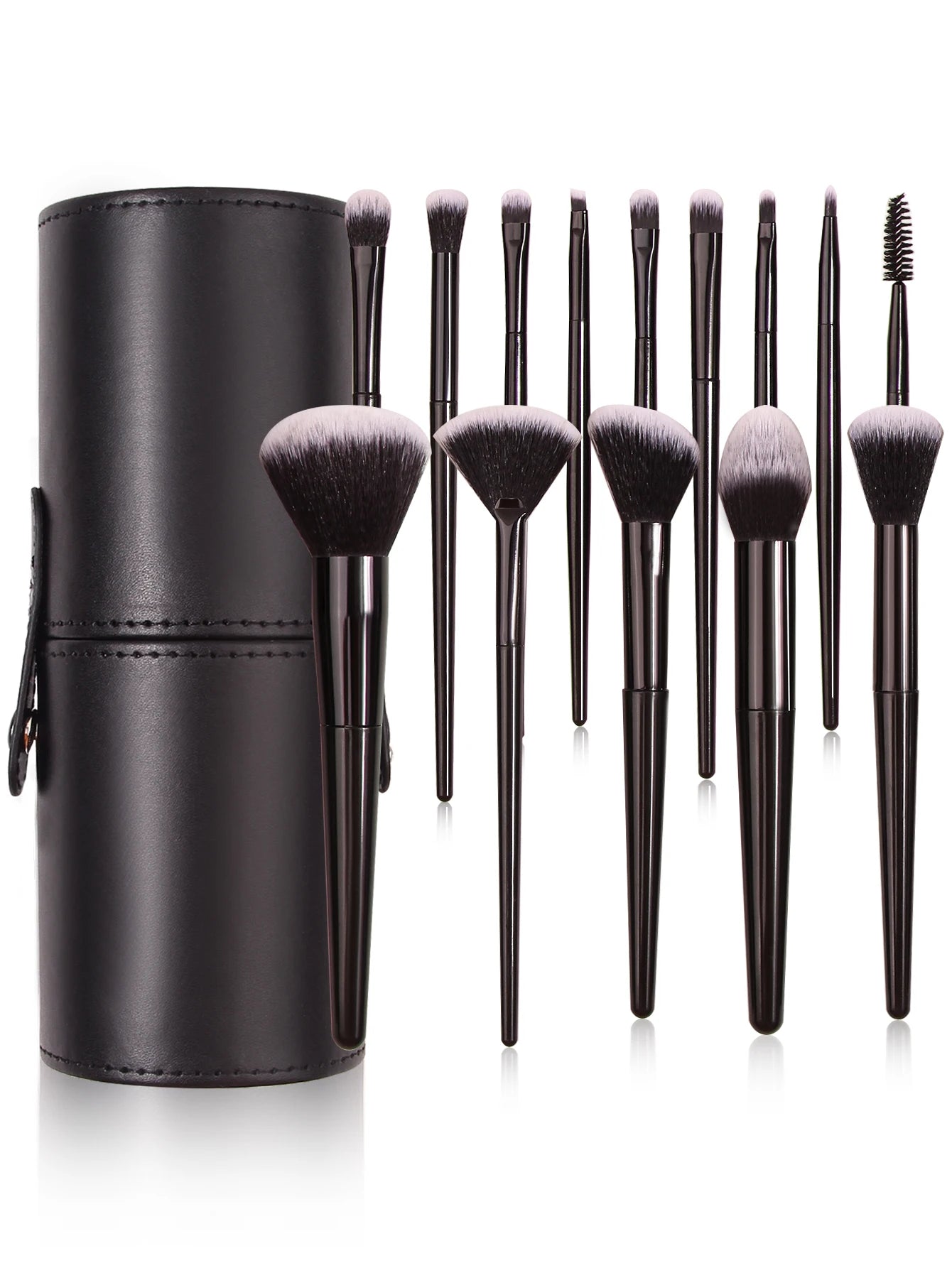 Black Professional Makeup Brush Set – Soft Foundation, Blush & Eyeshadow Brushes