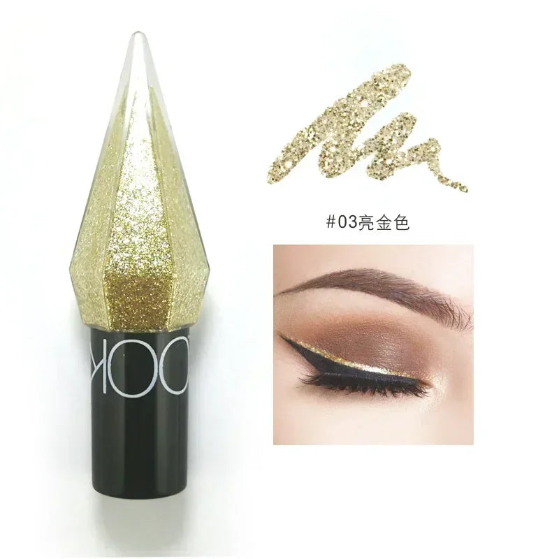 Diamond Shiny Eyeshadow & Eyeliner – Waterproof Glitter Silver & Rose Gold