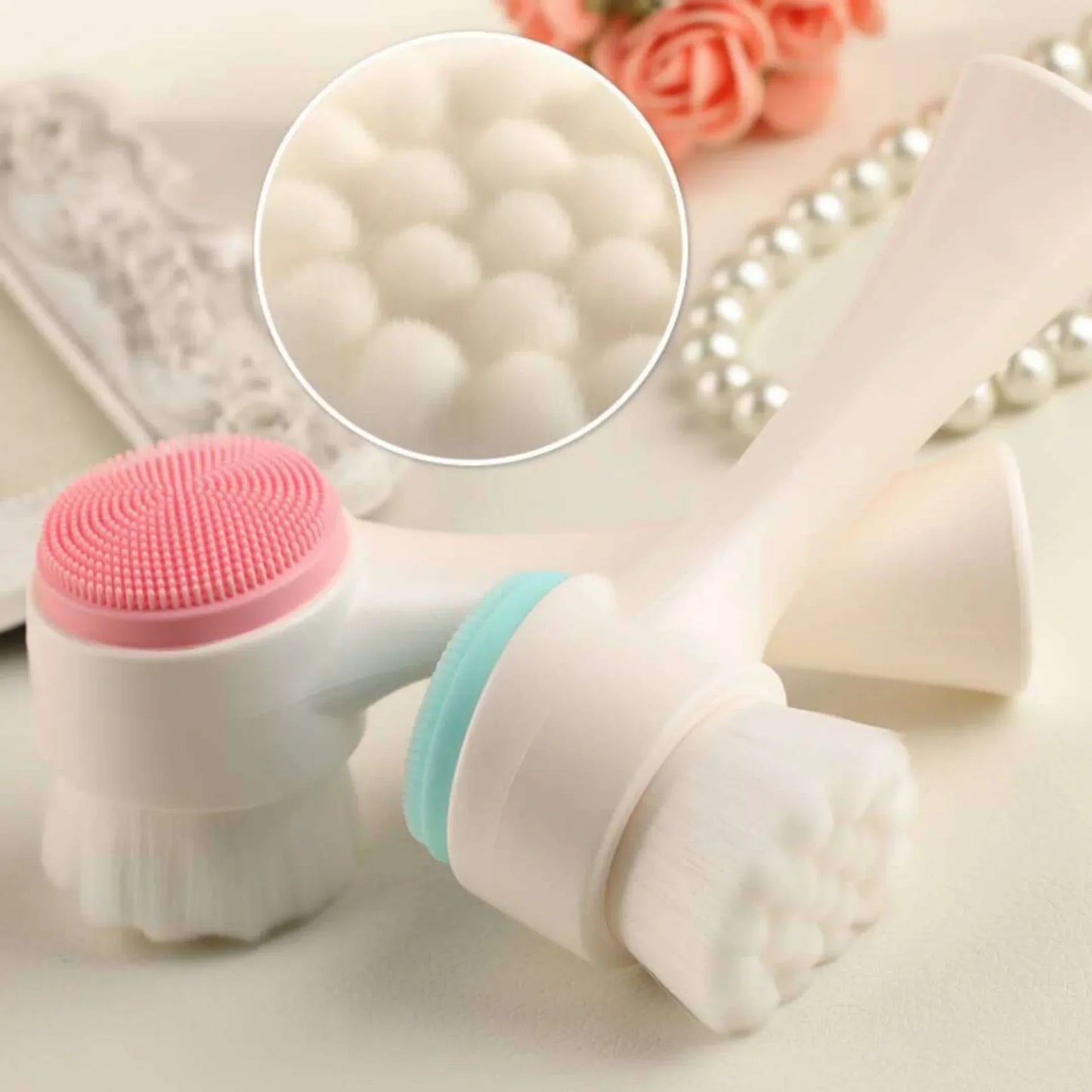 Silica Gel Facial Cleansing Brush – Double-Sided Exfoliating & Pore Cleaner
