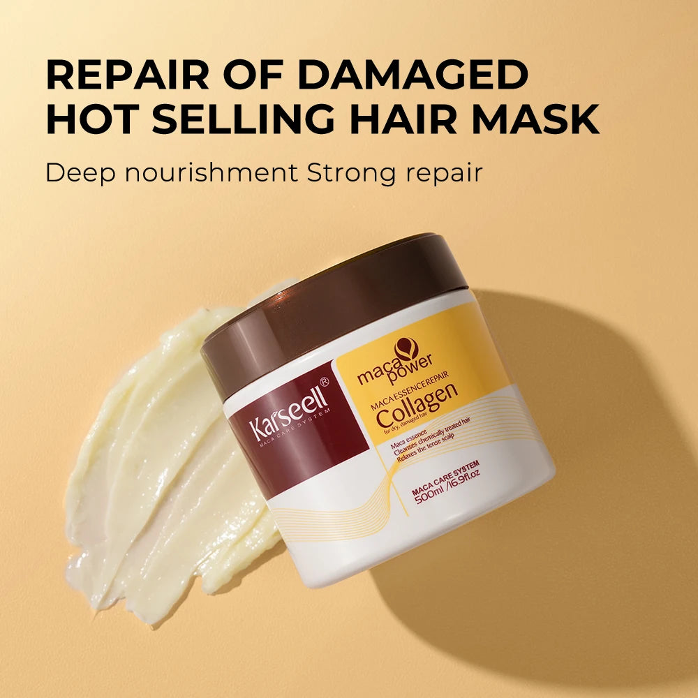 Karseell Collagen Hair Mask 500ml + Argan Oil Hair Serum 50ml – Deep Repair for Dry & Damaged Hair