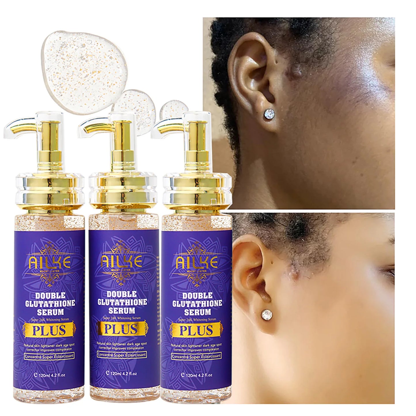 AILKE Glutathione PLUS Skin Lightening Kit: Advanced Whitening Lotion Set for Men & Women | Moisturizing & Softening
