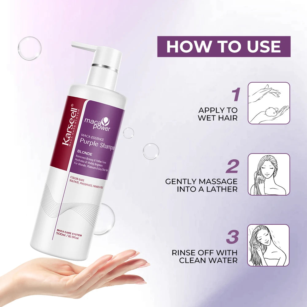 Karseell Purple Shampoo – Neutralizes Brass & Yellow Tones for Blonde, Silver & Gray Hair