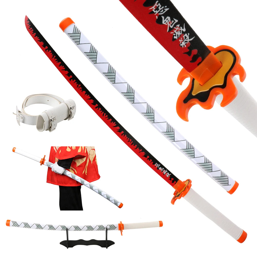 41 inch Demon Slayer Samurai Katana Sword With Belt And Holder Tanjiro Halloween Cosplay Props Decoration