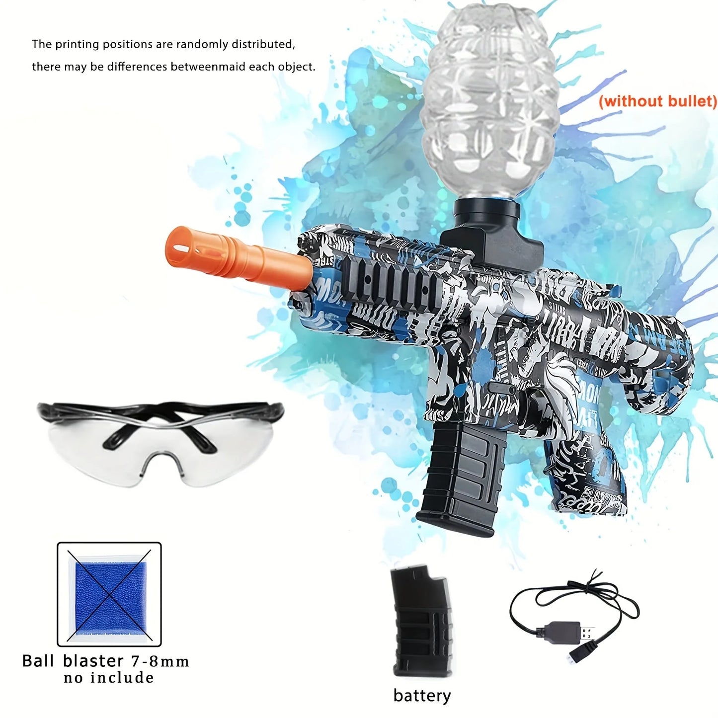 M416 Blaster Toy Gun, Blaster With Glasses, Automatic Summer Outdoor Toys For Activities Team Game(without water beads)