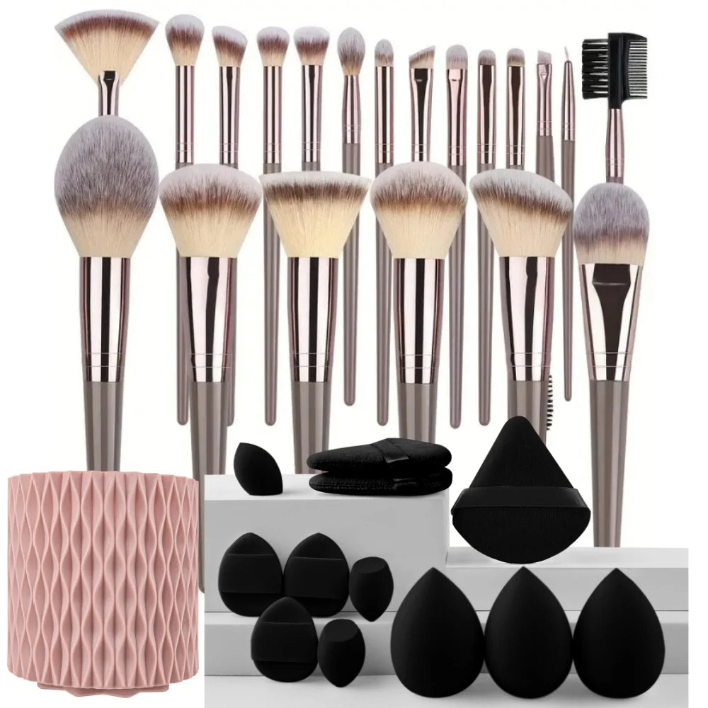 3-20PCS Makeup Brush Set – Eyeshadow, Foundation & Blush with Storage Box