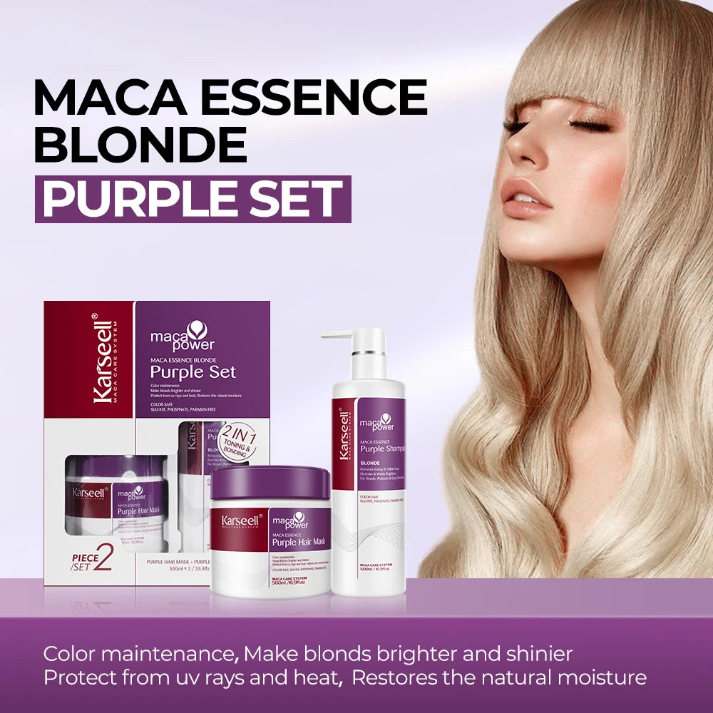 Karseell Purple Hair Mask & Shampoo – Neutralizes Yellow & Brass Tones for Blonde, Silver & Gray Hair
