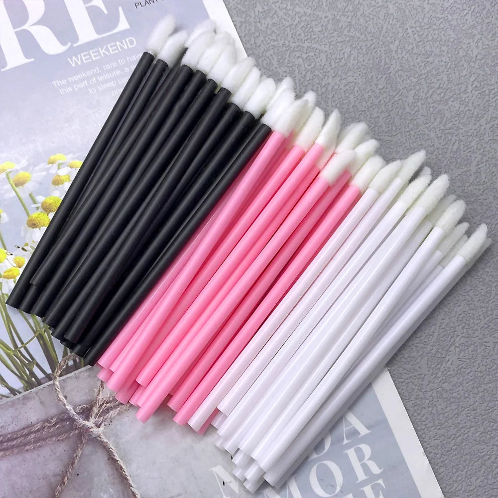 50/1000 PCS Disposable Lip Brush – Lipstick & Gloss Applicator Wands