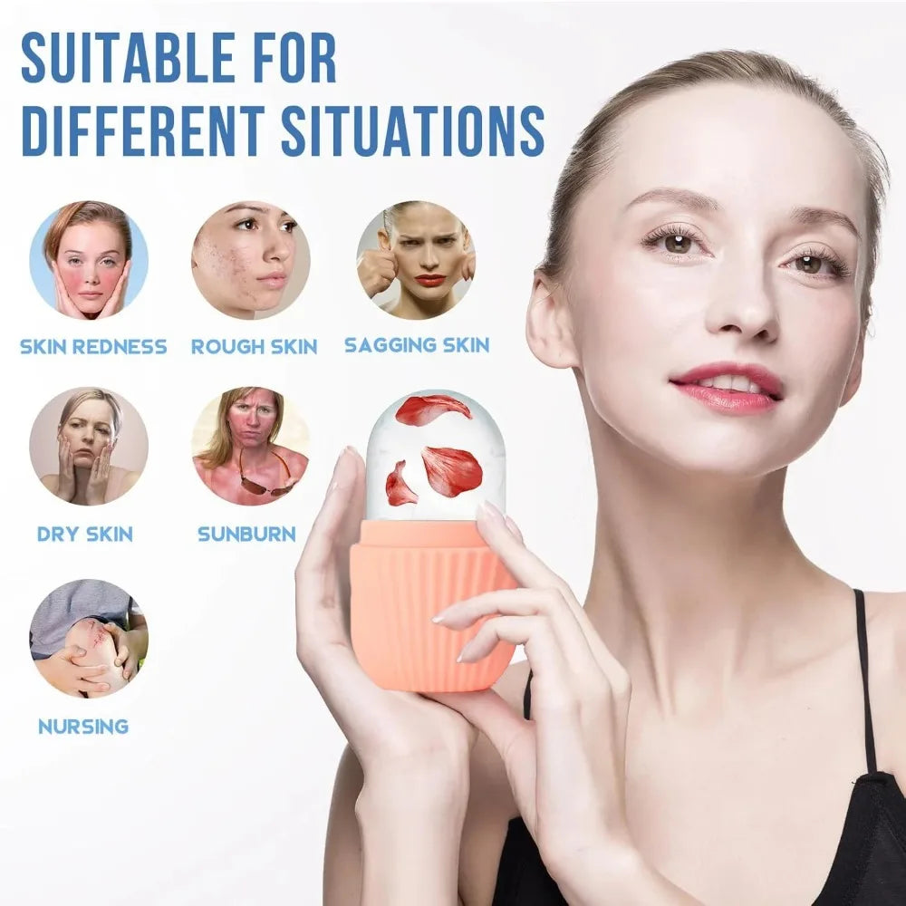 1/3PCS Ice Face Roller & Stainless Steel Gua Sha Board Set