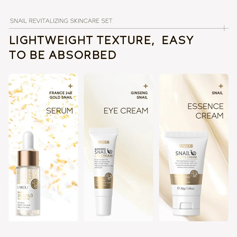 LAIKOU Vitamin C 24K Sakura Skincare Set – Face Cream, Serum & Eye Cream