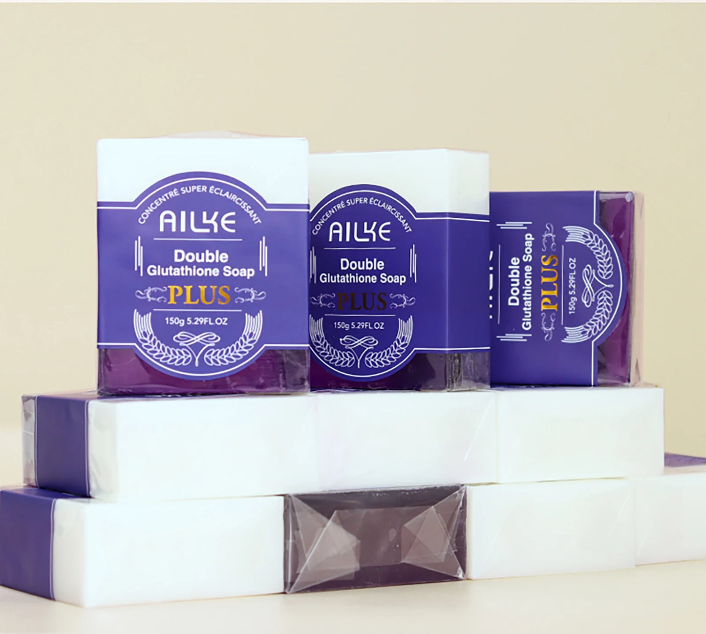 AILKE Double Glutathione Whitening Soap Bar: Deep Cleanse & Dark Spot Remover for Face & Body (Lavender Scent, 150g)