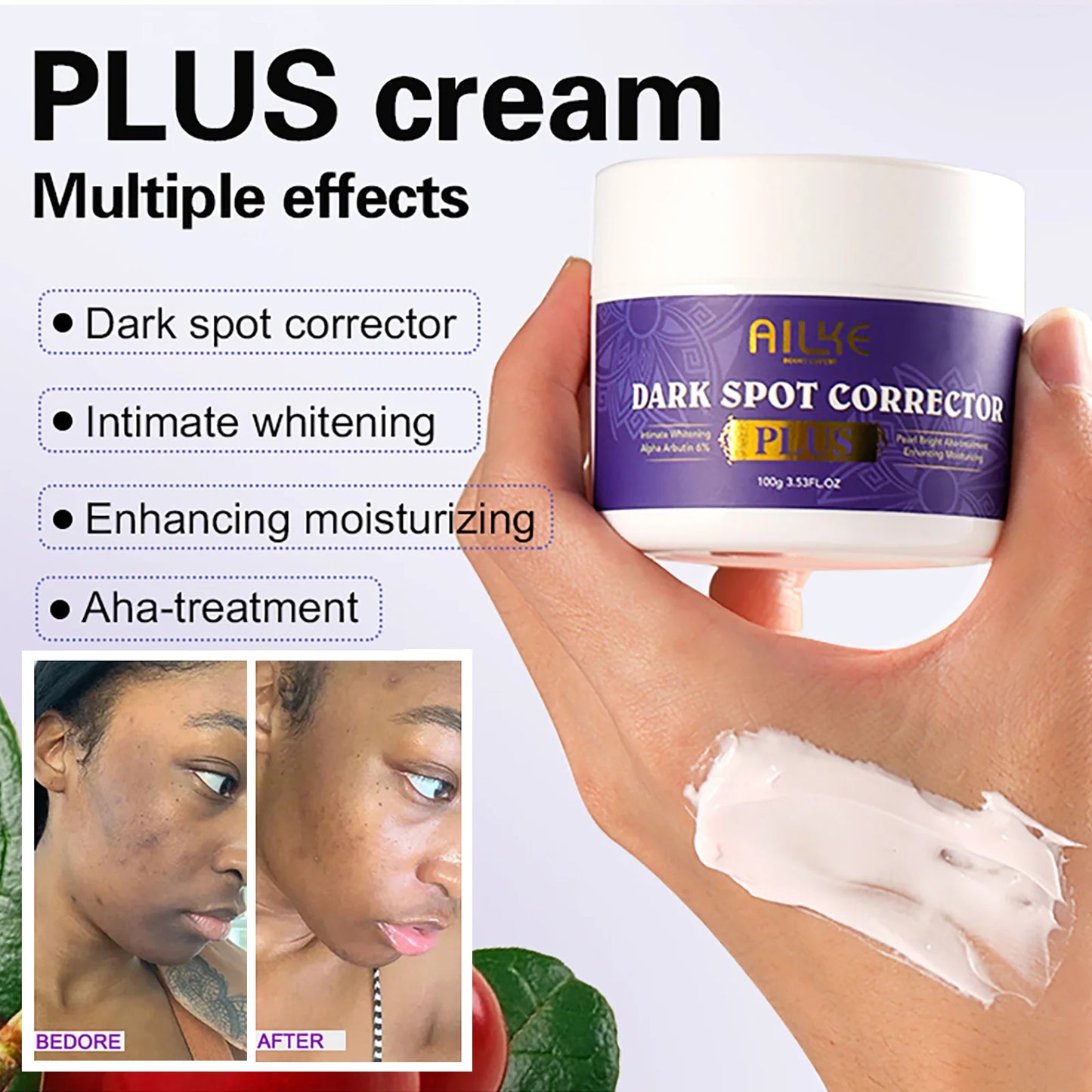 AILKE Glutathione Bleaching Cream: Advanced Lightening Lotion for Inner Thigh, Bikini Area & Underarms