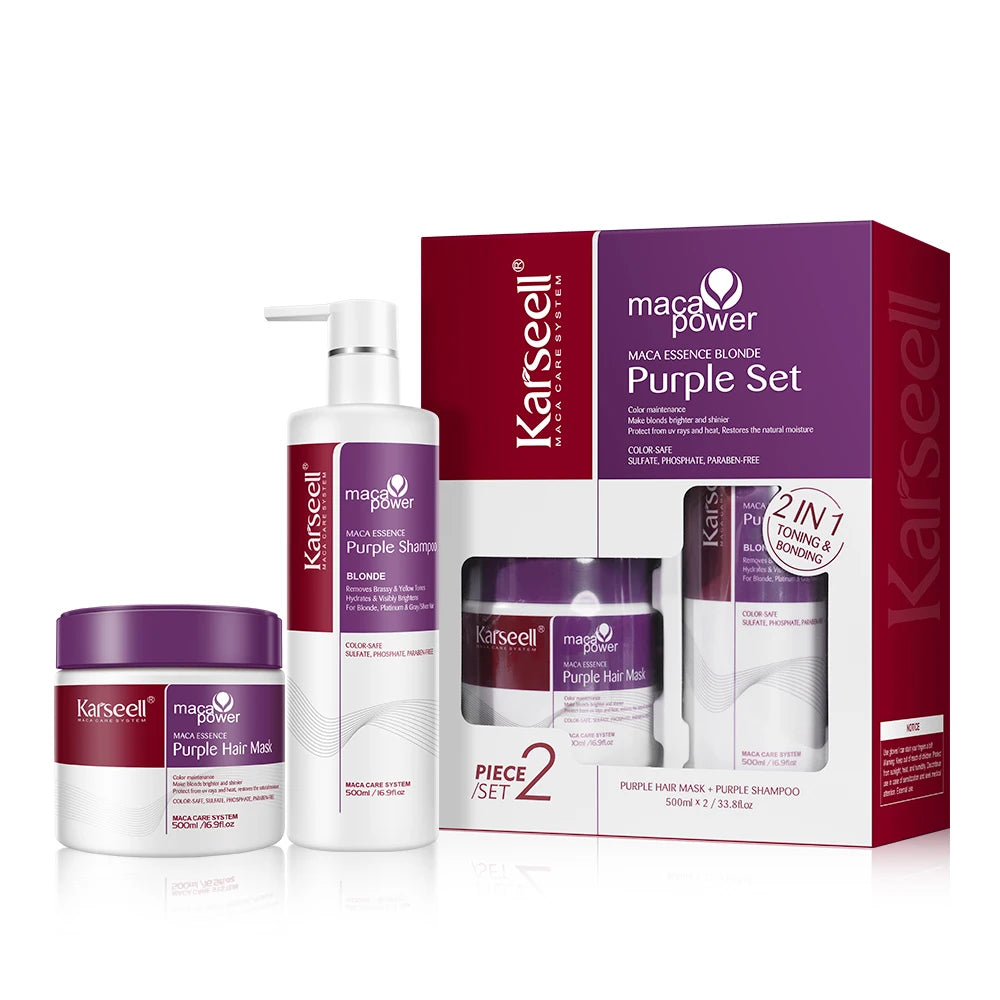 Karseell Purple Hair Mask & Shampoo – Neutralizes Yellow & Brass Tones for Blonde, Silver & Gray Hair
