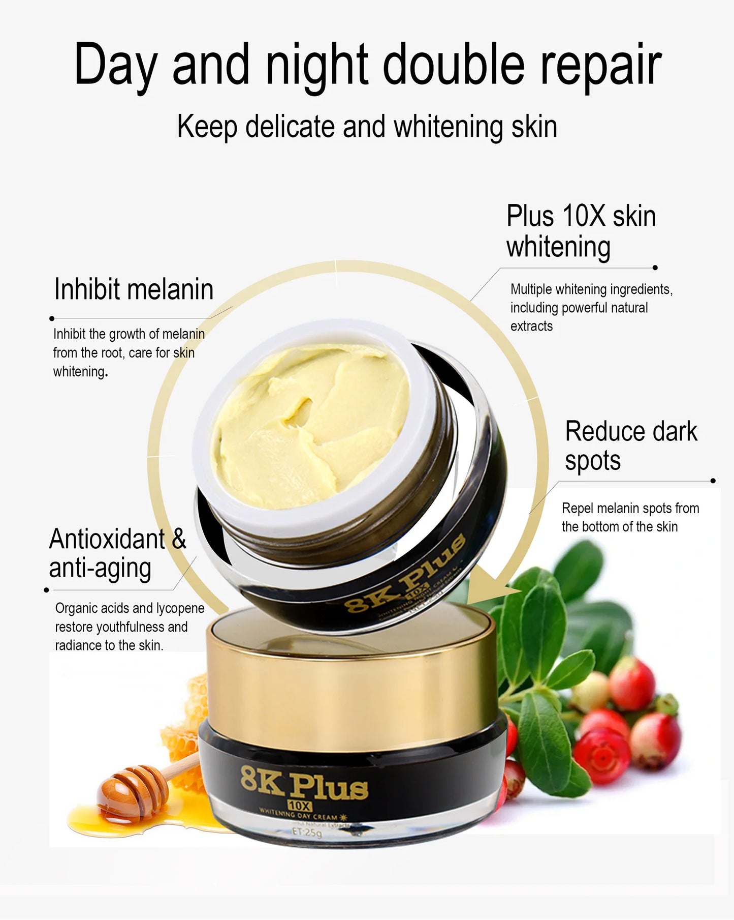 AILKE Collagen & Glutathione Brightening Face Cream: Anti-Aging, Niacinamide & Antioxidant Melanin Remover