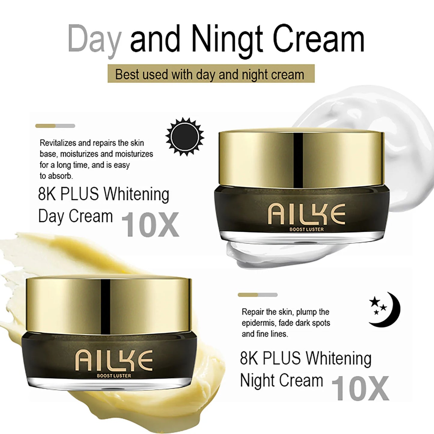 AILKE Collagen & Glutathione Brightening Face Cream: Anti-Aging, Niacinamide & Antioxidant Melanin Remover