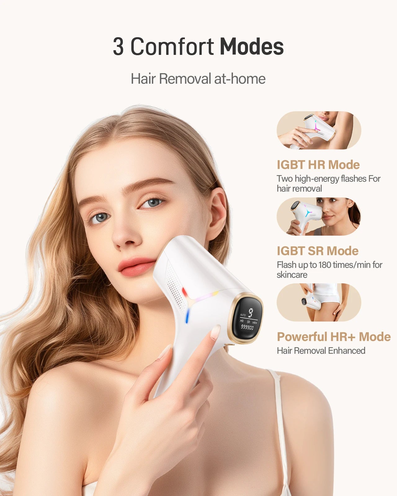 Laser Hair Removal 0.1S Flash 999,900+ 22J IPL Epilator
