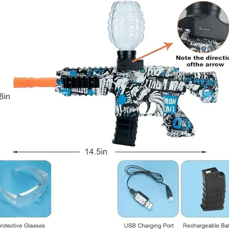 M416 Blaster Toy Gun, Blaster With Glasses, Automatic Summer Outdoor Toys For Activities Team Game(without water beads)