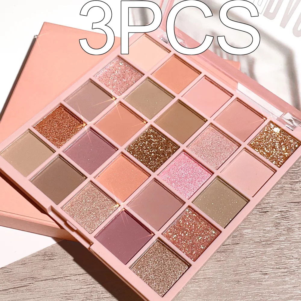 25-Color Oatmeal Milk Tea Eyeshadow Palette – Sparkling Pearls & Gentle Browns
