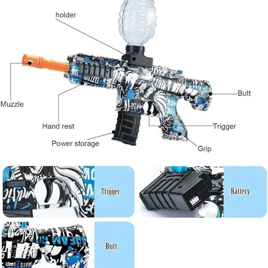 M416 Blaster Toy Gun, Blaster With Glasses, Automatic Summer Outdoor Toys For Activities Team Game(without water beads)