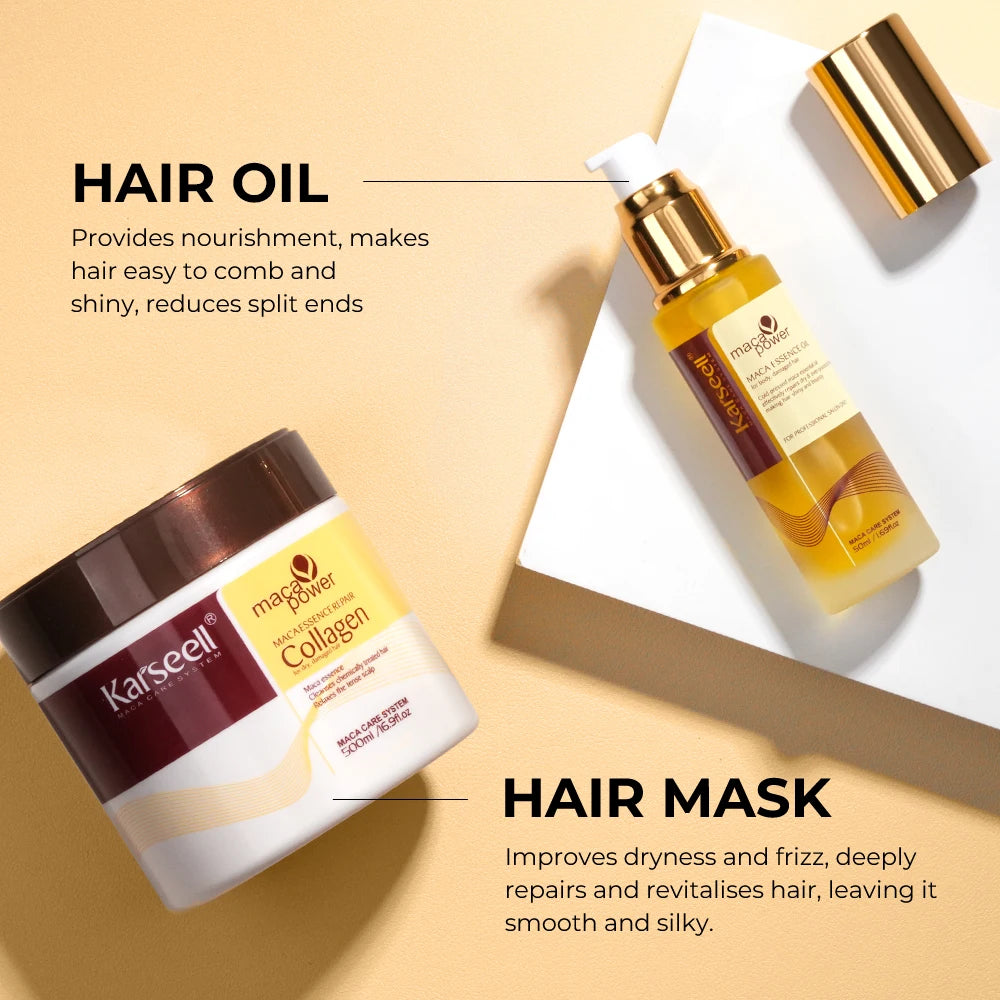 Karseell Collagen Hair Mask 500ml + Argan Oil Hair Serum 50ml – Deep Repair for Dry & Damaged Hair