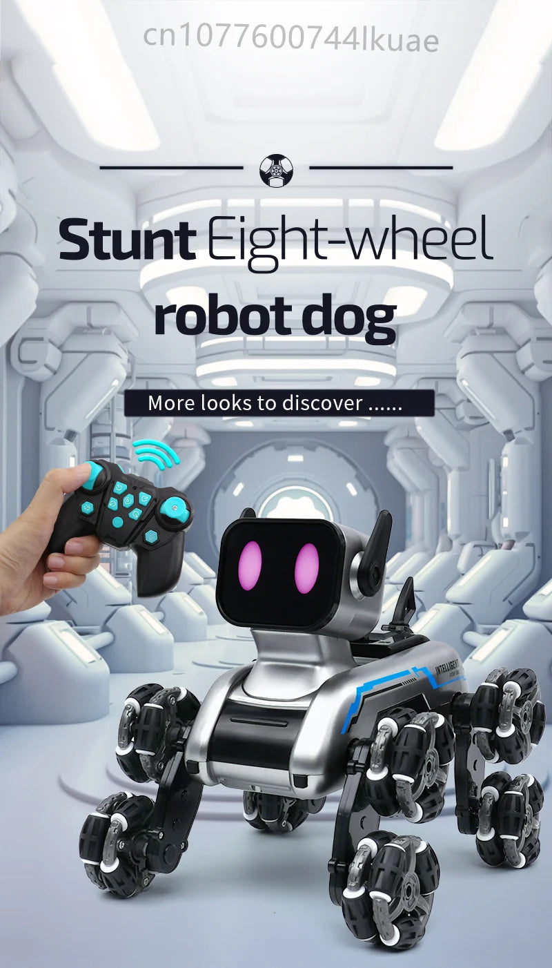 Smart RC Robot Dog Toy – Electric Stunt Pet with 8-Wheel Drift
