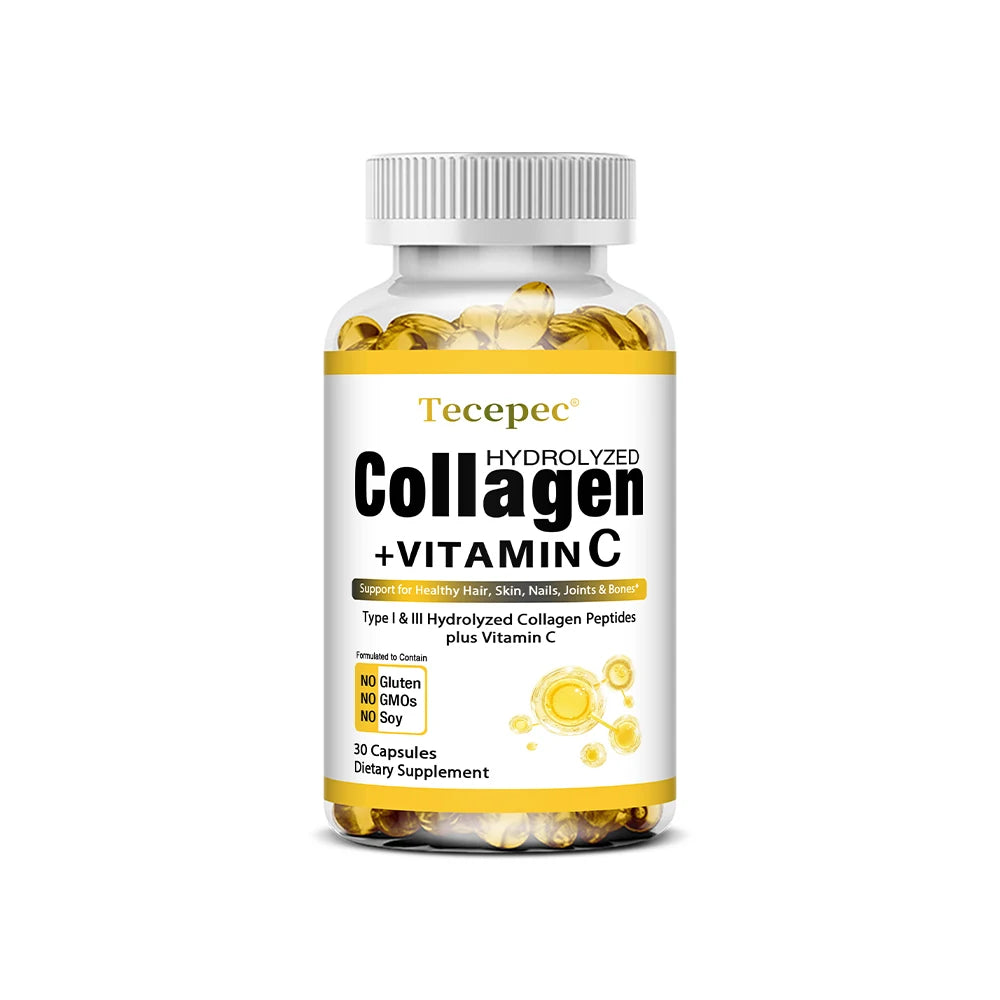 Collagen Peptides Capsules with Vitamin C – Hair, Skin, Nails, Joints & Bones Support