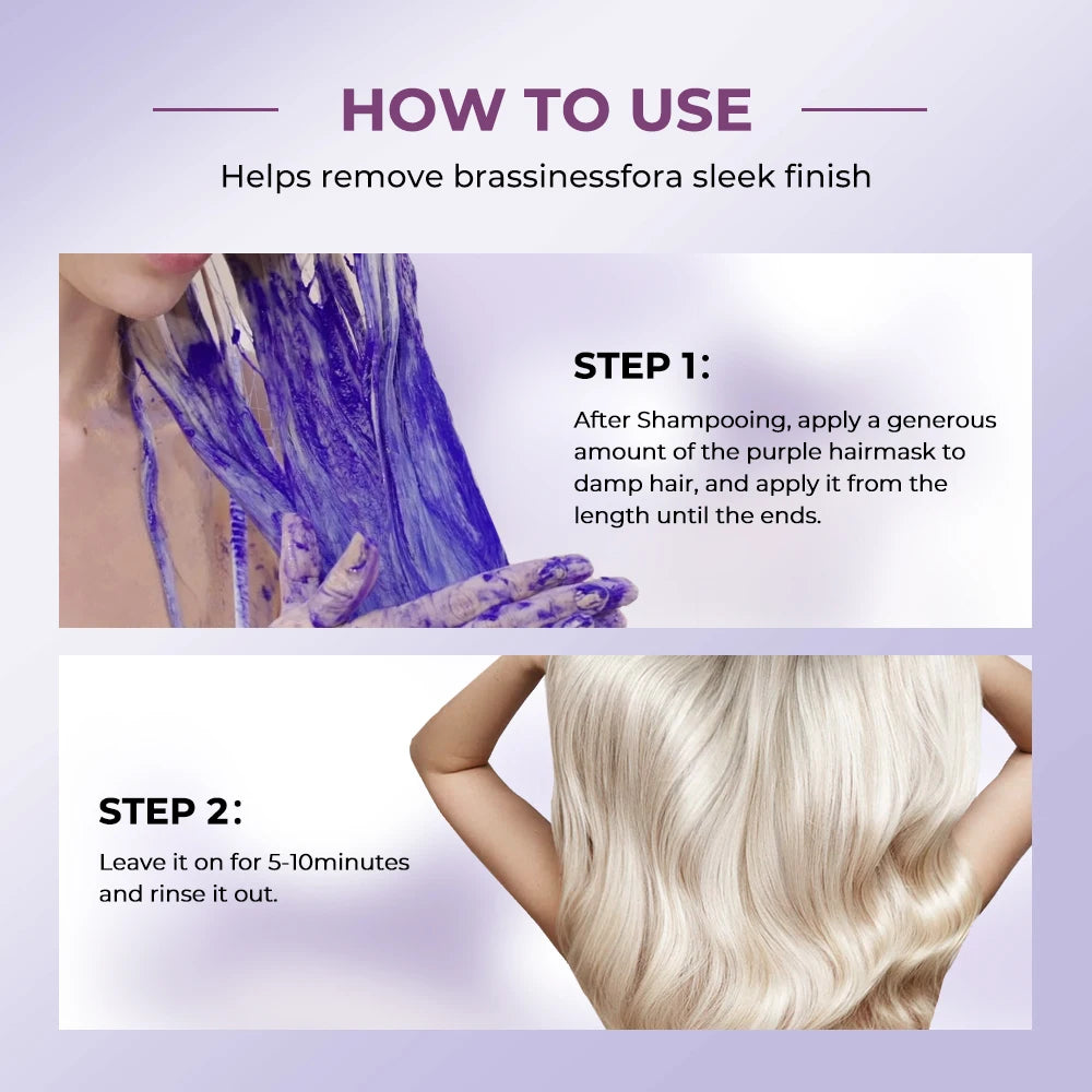 Karseell Purple Hair Mask 500ml – Neutralizes Brass & Yellow Tones for Blonde, Silver & Gray Hair