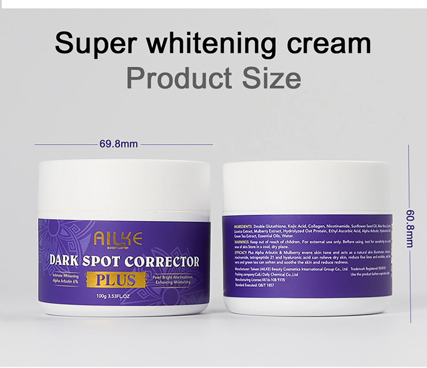 AILKE Dark Spot Remover & Whitening Cream: Fast-Absorbing, Non-Greasy Facial Solution for Men & Women (100ml)