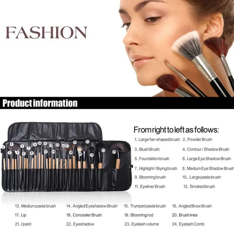 24-Pcs Professional Makeup Brush Set – Foundation, Eyeshadow & Eyebrow