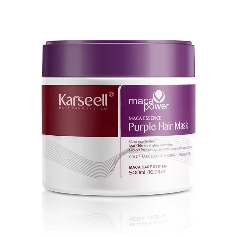 Karseell Purple Hair Mask 500ml – Neutralizes Brass & Yellow Tones for Blonde, Silver & Gray Hair