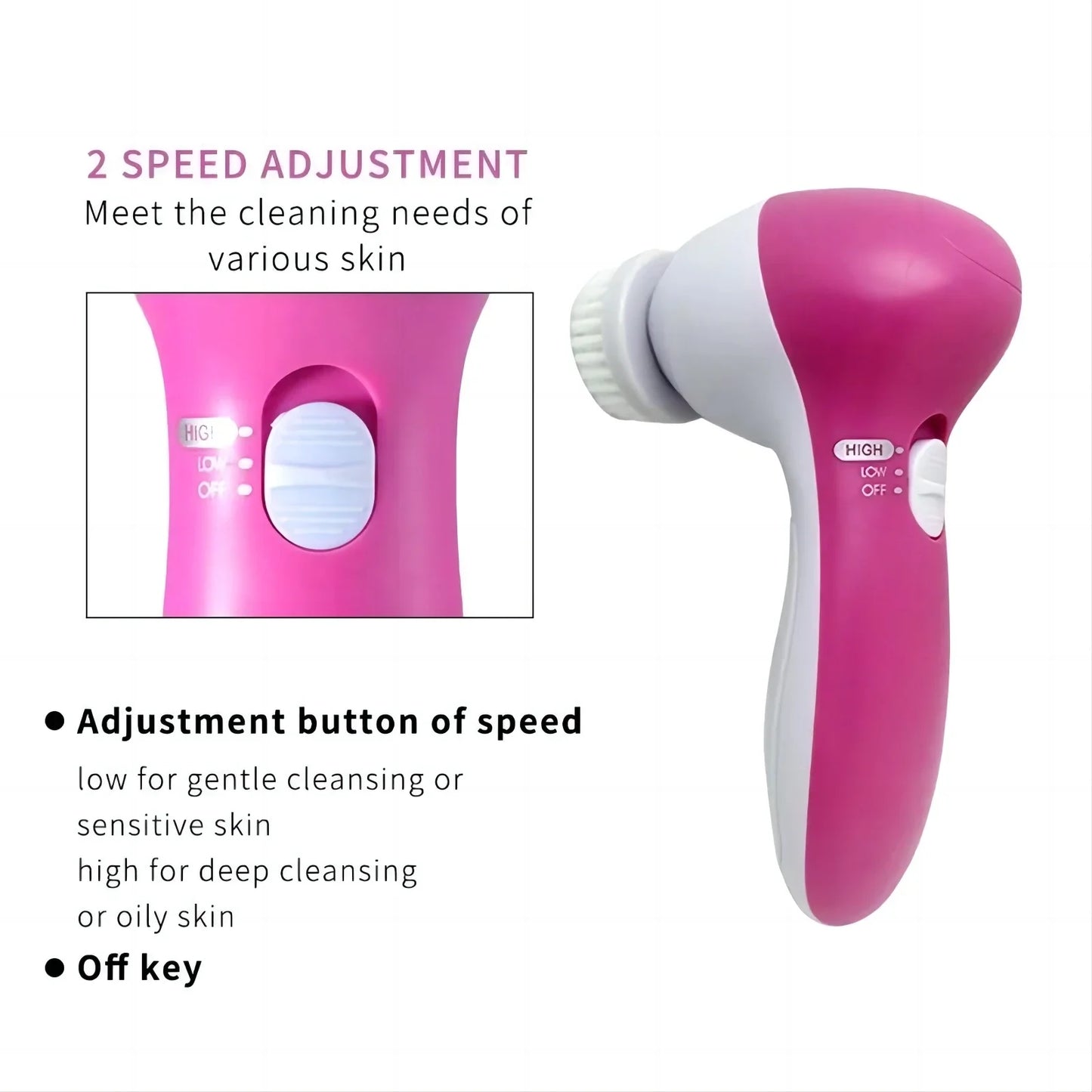 5-in-1 Electric Facial Cleansing Brush – Pore Cleaner & Massager
