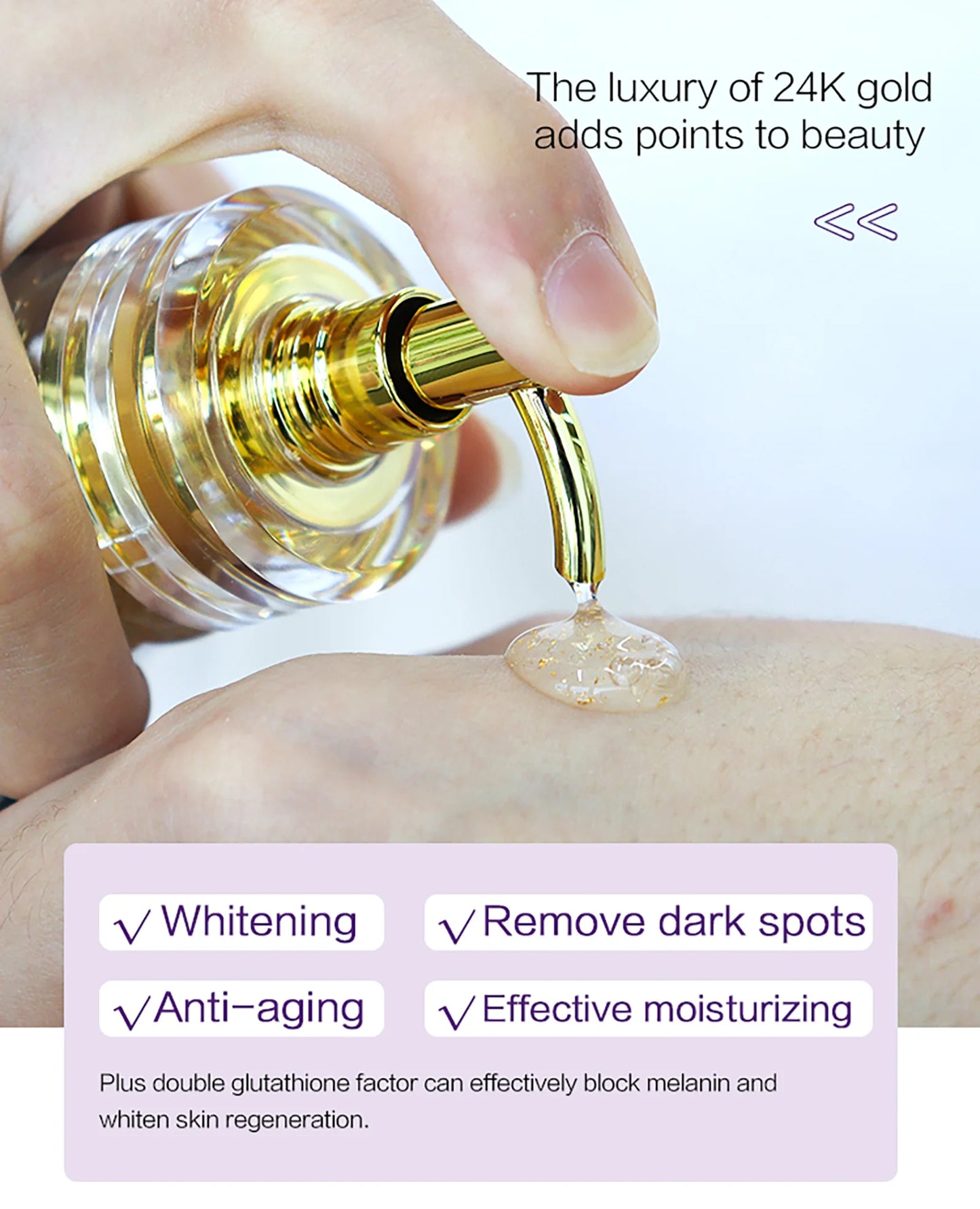 AILKE Double Glutathione Whitening Serum: Dark Spot Corrector & Hydrating Solution for All Skin Types (120ml)