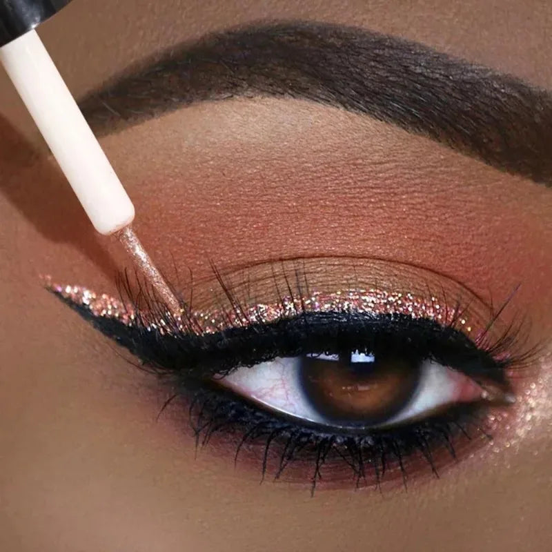 Diamond Shiny Eyeshadow & Eyeliner – Waterproof Glitter Silver & Rose Gold