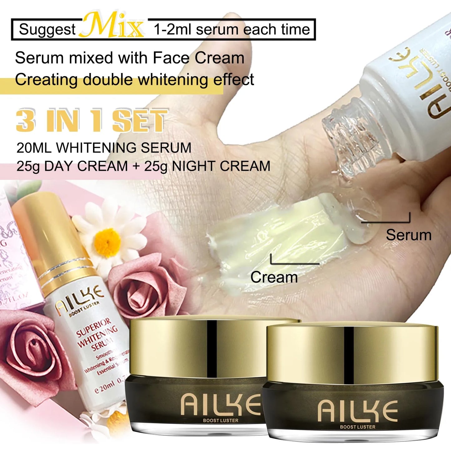 AILKE Collagen & Glutathione Brightening Face Cream: Anti-Aging, Niacinamide & Antioxidant Melanin Remover