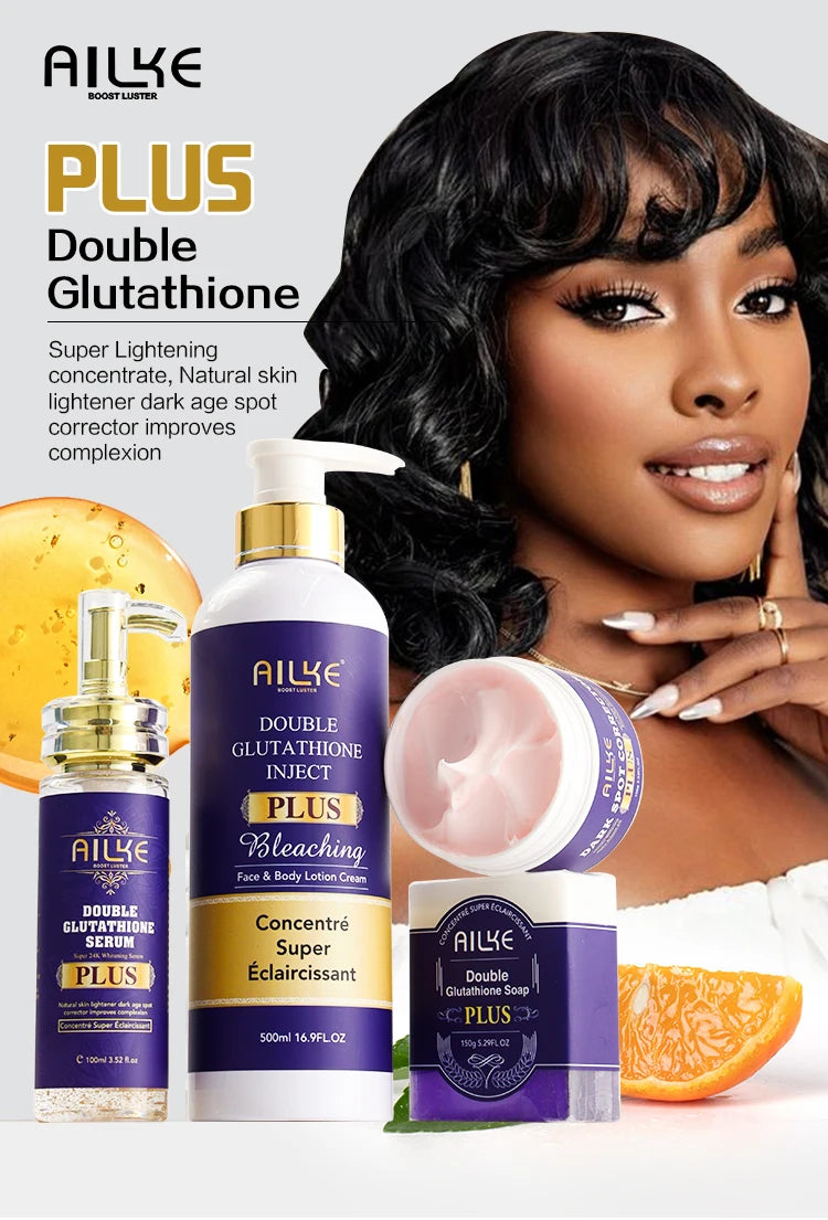 AILKE Double Glutathione PLUS Set: 4-in-1 Dark Spot Corrector & Whitening System for Even Skin Tone