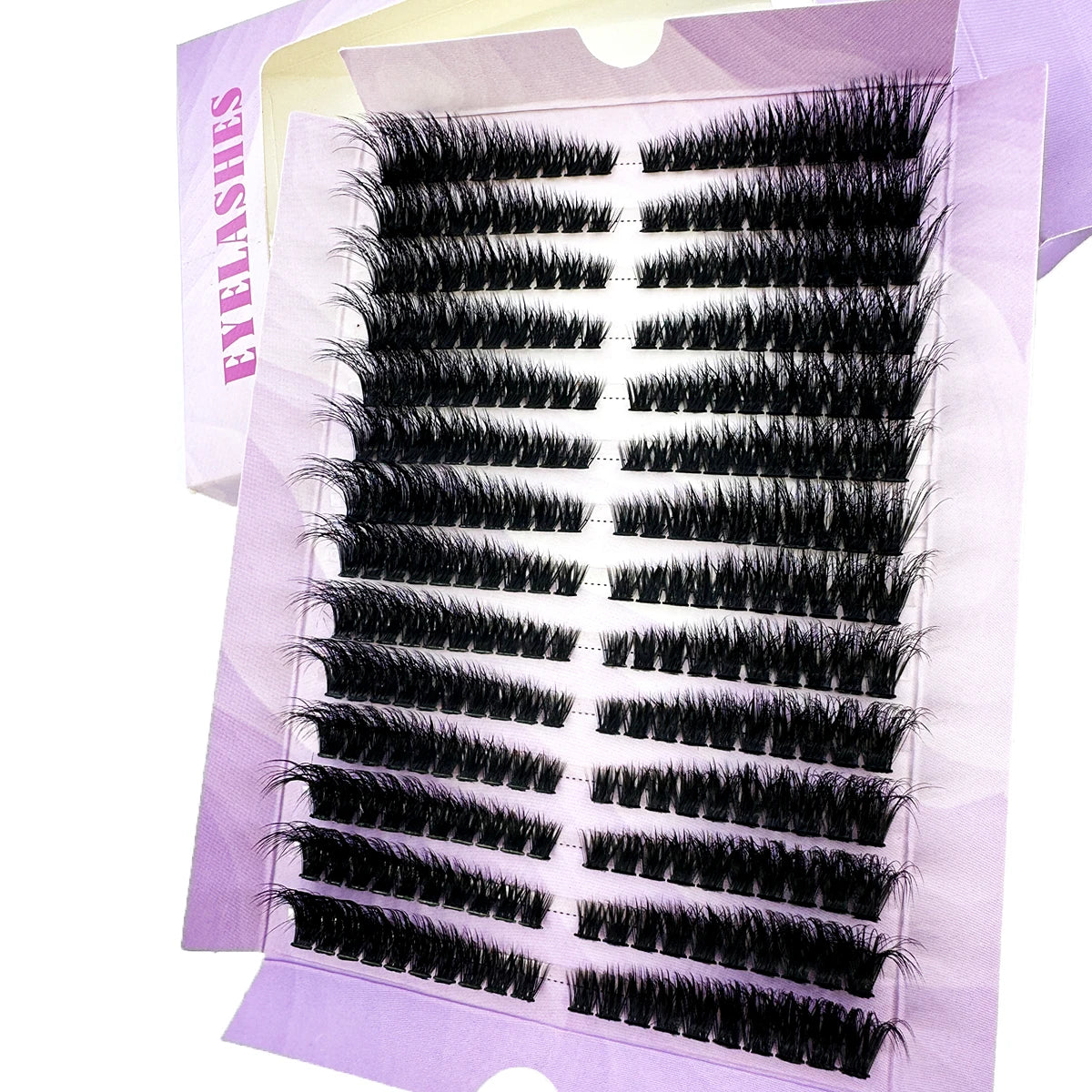 14-Row Fluffy Cat Eye Lash Clusters – Thick Volume Individual Extensions