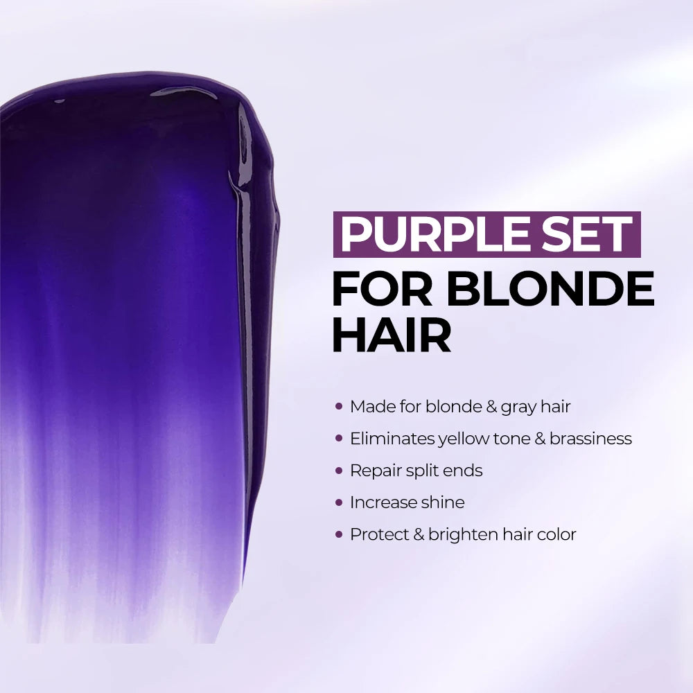 Karseell Purple Hair Mask & Shampoo – Neutralizes Yellow & Brass Tones for Blonde, Silver & Gray Hair