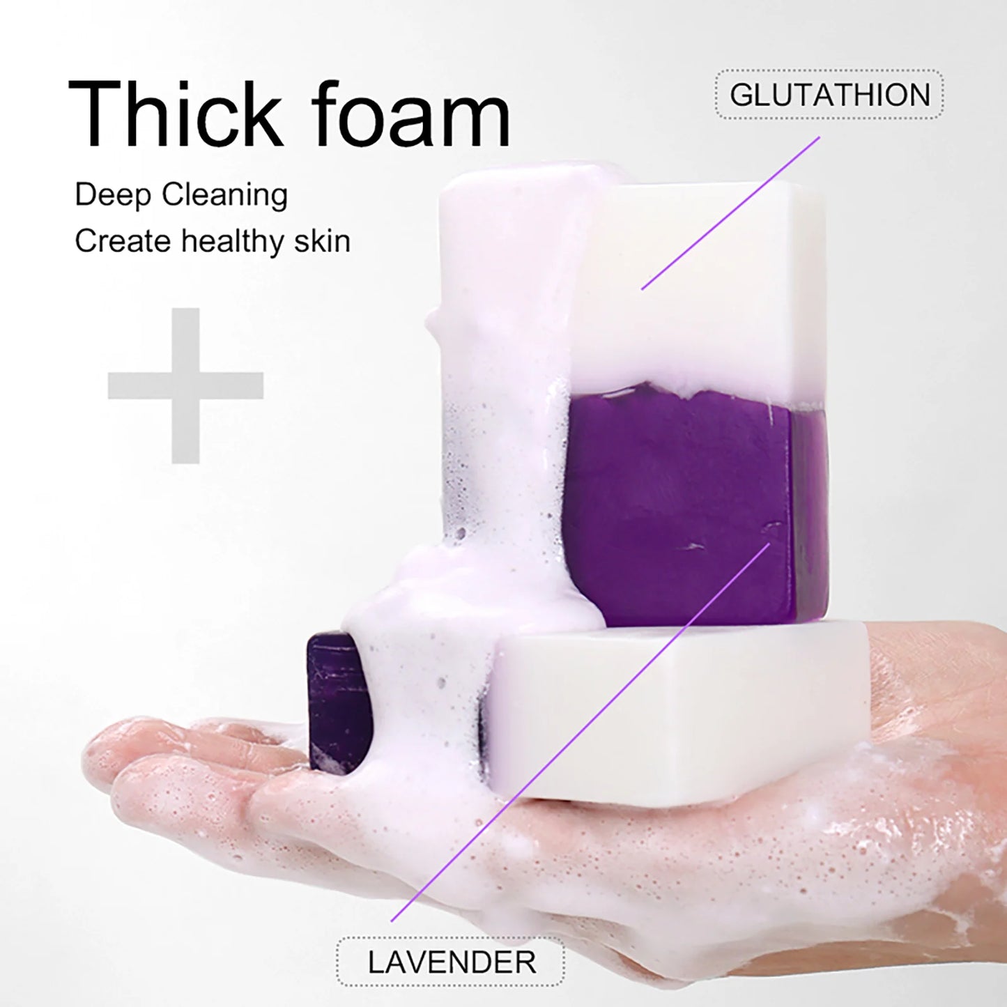AILKE Double Glutathione Whitening Soap Bar: Deep Cleanse & Dark Spot Remover for Face & Body (Lavender Scent, 150g)
