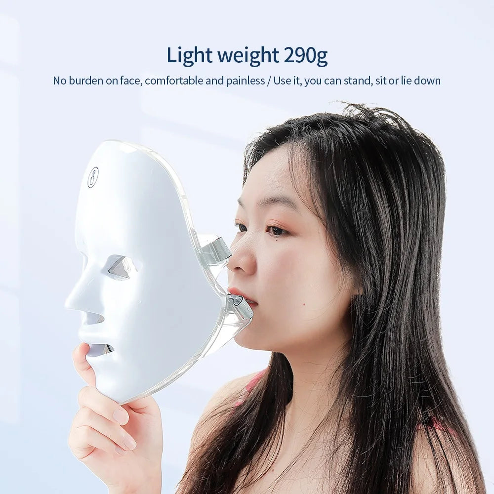 Wireless 7-Color LED Facial & Neck Beauty Machine – Skin Tightening & Rejuvenation Mask