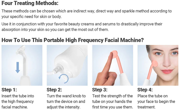 High Frequency Skin Therapy Wand – Portable Facial Machine