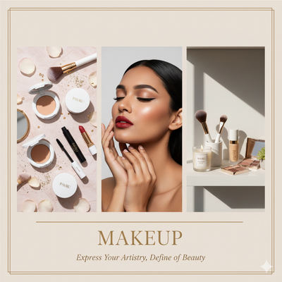 Professional makeup, cosmetic products, foundation, lipstick