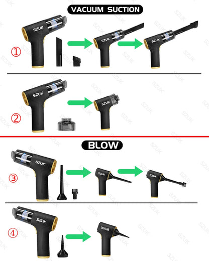 SZUK 98000PA Mini Car Vacuum Cleaner Powerful Cleaning Machine Strong Suction Handheld for Car Home Portable Wireless Cleaner