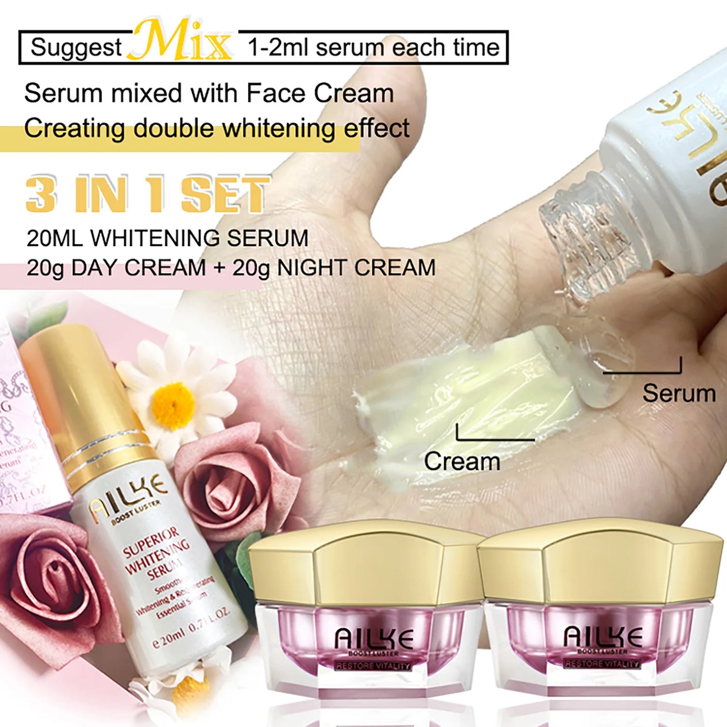 AILKE Cream Set: Collagen, Hyaluronic Acid, Lightening & Wrinkles