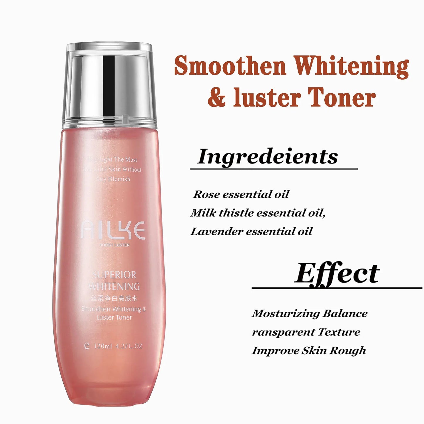 AILKE Rosewater Toner: Vitamin C, Pores, Oil Control & Brightening