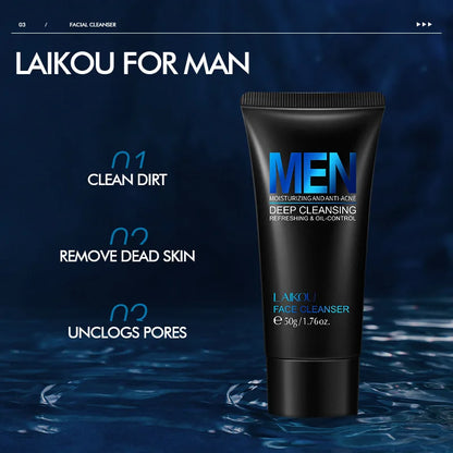 LAIKOU Men Facial Cleanser – Oil Control & Deep Moisturizing Face Wash
