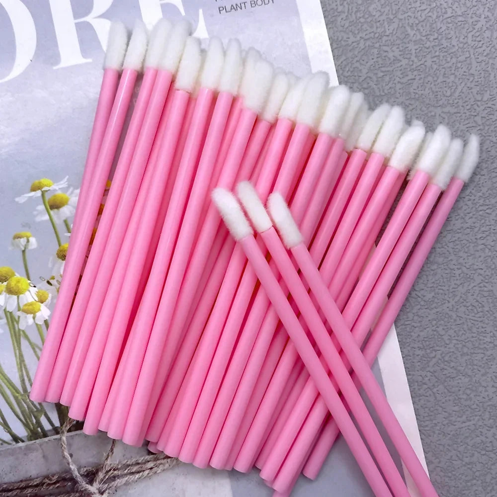 50/1000 PCS Disposable Lip Brush – Lipstick & Gloss Applicator Wands