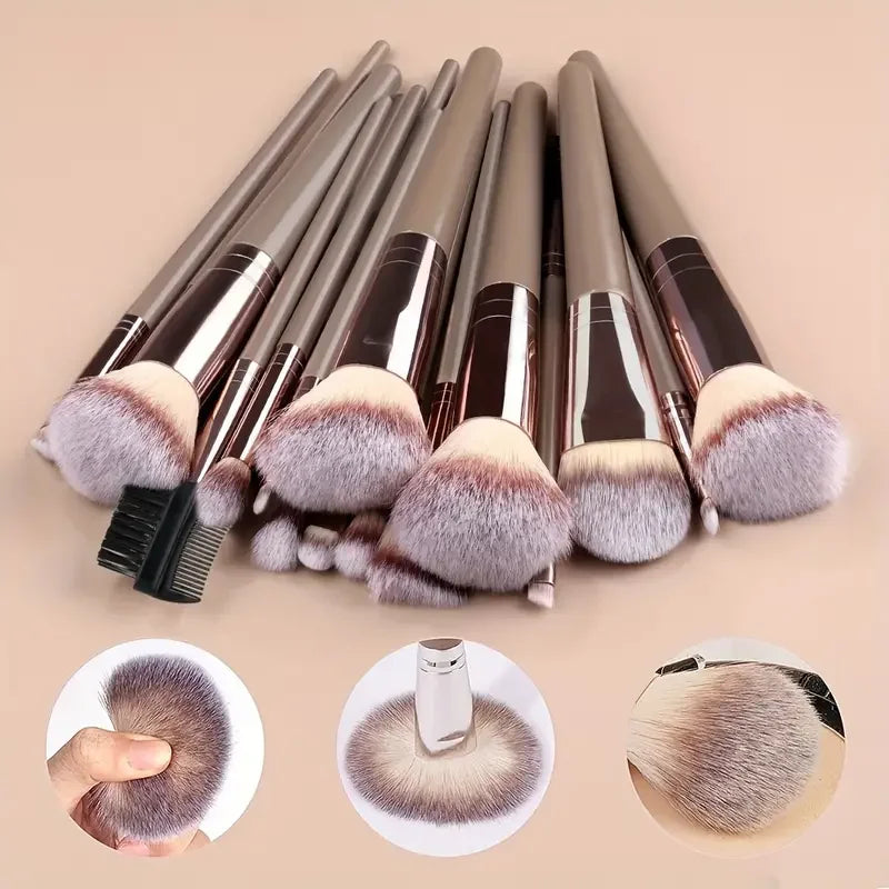 3-20PCS Makeup Brush Set – Eyeshadow, Foundation & Blush with Storage Box