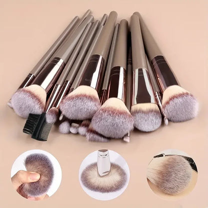 3-20PCS Makeup Brush Set – Eyeshadow, Foundation & Blush with Storage Box